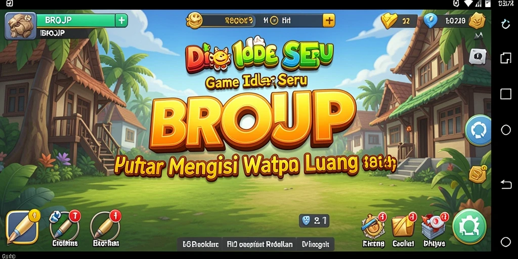 Screenshot gameplay BROJP menunjukkan karakter mengumpulkan sumber daya secara otomatis.