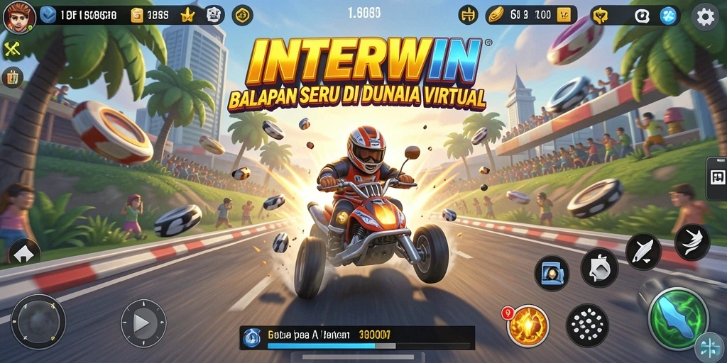 Tangkapan layar gameplay yang menunjukkan balapan seru dalam INTERWIN.