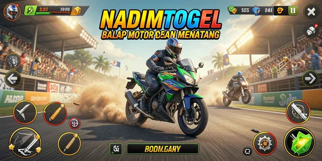 Gameplay balap motor yang mendebarkan di NADIMTOGEL.