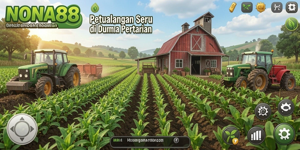 Tangkapan layar gameplay NONA88 menampilkan ladang hijau yang subur.