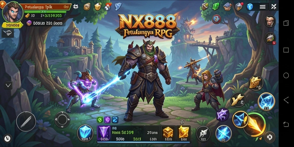 Tangkapan layar gameplay NX888 menampilkan aksi RPG yang mendebarkan.