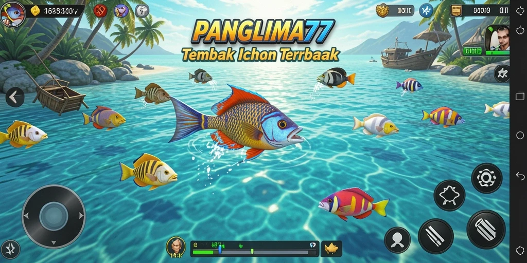 Tampilan gameplay seru dari PANGLIMA77 saat menembak ikan.